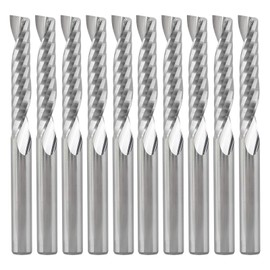 10 Pcs Router Bits CNC End Mill - Timelee 0.16 inch Shank Milling Cutter Tool Sets, 1 Flute Solid Carbide CNC Bits Spiral Router End Milling Cutters for Acrylic PVC MDF Engraving Carving