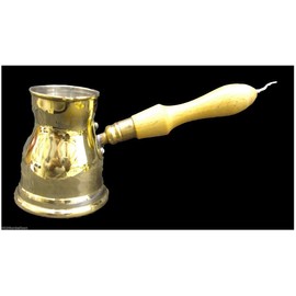 1 Brass Copper Pot Ibrik Briki Turkish Greek Coffee Maker Jazva Cezve Jezve Turka Ararat Arabic Arabian Arabic With Wooden Handle Hand Hammered Handmade Egypt Egyptian Decanter Size No4 (6.25oz/185ml)