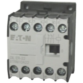 Eaton/Moeller DILER-22 4 Pole Miniature Control Relay with a 110/120 Volt AC Coil. Comes with 2 N.O. and 2 N.C. Base Contacts, Rated for 10 AMPS and mounts on Standard 35mm DIN Rail