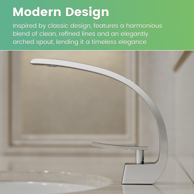 Geobella Bathroom Sink Faucet Modern Single Hole 1-Handle Faucet, Brushed