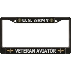 U.S. Army Veteran Aviator Black License Plate Frame