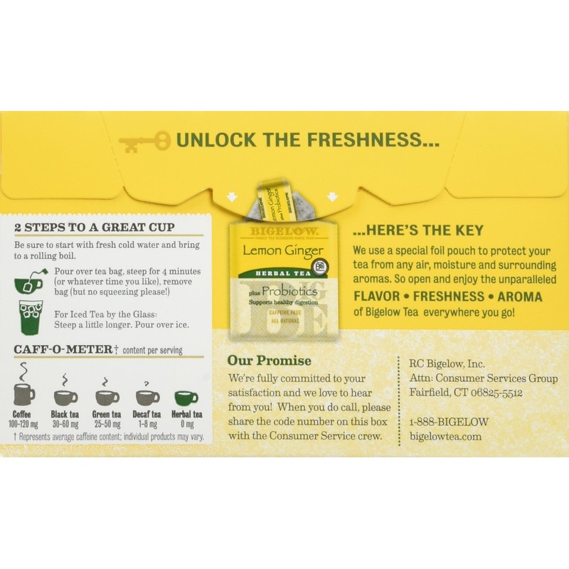 Bigelow Herbal Lemon Ginger Tea, 1.39 Ounce (Pack of 6)