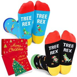 HAPPYPOP Christmas Gifts Stocking Socks - Dinosaur Socks for Kids Boys Girls, Xmas Stocking for Tweens for 7-9 Years