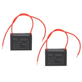 PATIKIL 4uF 450 V CBB61 Capacitor, 2Pcs Ceiling Fan Capacitor Motor Starting Capacitor Metalized Polypropylene Film Capacitors for Ceiling Fan Motor, Black