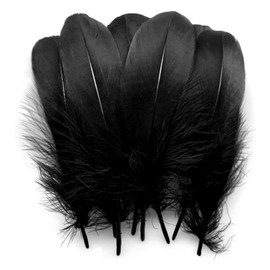 100 Pieces Black Feathers Natural Goose Feather for Creative Work Natural Feathers for Christmas Party Wedding Decoration Earrings Dream Catchers Crafts Hats