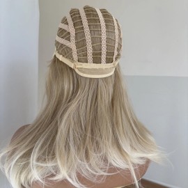 WigsA Costume Wigs Heat Resistant Synthetic Hair Bob Straight Ash Blonde Layered