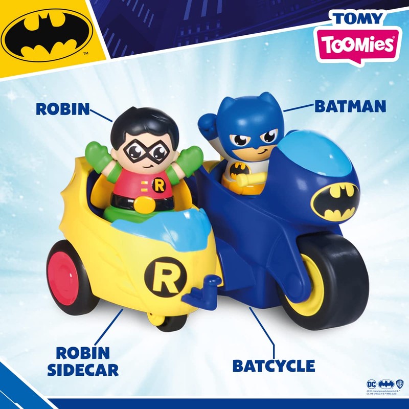 Toomies rocco giocattoli prima infanzia dc batcycle 2 in 1,