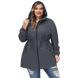Hanna Nikole Rain Jacket Women Waterproof Light Raincoat Windbreaker Rain Jackets With Hood Dark Gray 20Plus