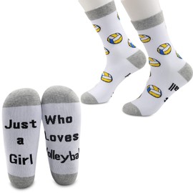 CMNIM Volleyball Gifts for Teen Girls 2 Pairs Novelty Volleyball Socks Just a Girl Who Loves Volleyball Player Gifts Girls (2 Pairs Volleyball Socks)