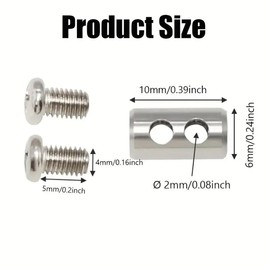 8 Pieces Wire Rope Grips,Wire Rope Clips for 1-2 mm Diameter,Wire Rope and Cable Wire Rope Clamp with End Screw Stopper I Shaped Wire Rope Lock,Aluminum Crimping Loop Sleeve Replacement