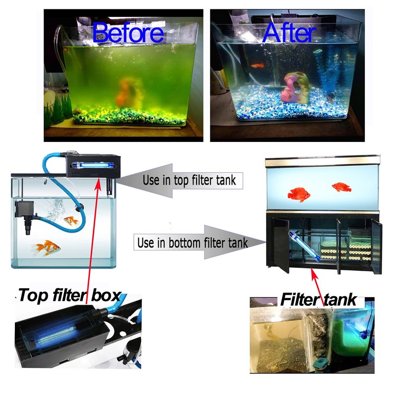 5W UVC Aquarium Green Clean Light Algae Clear Fish Tank