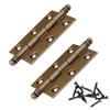 2Pcs Folding Butt Hinges Furniture Hardware Door Hinge Antique Pure