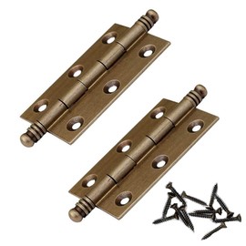 2Pcs Folding Butt Hinges Furniture Hardware Door Hinge Antique Pure Brass Hinges for Cabinet Cupboard Jewelry Box