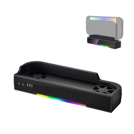 YUYUEMI Cooling Fan for Switch 2 Docking Station Heat Sink Base with USB/NGC Expansion RGB Lighting Dual-Fan for Switch 2 Wall Mount (No Expansion)