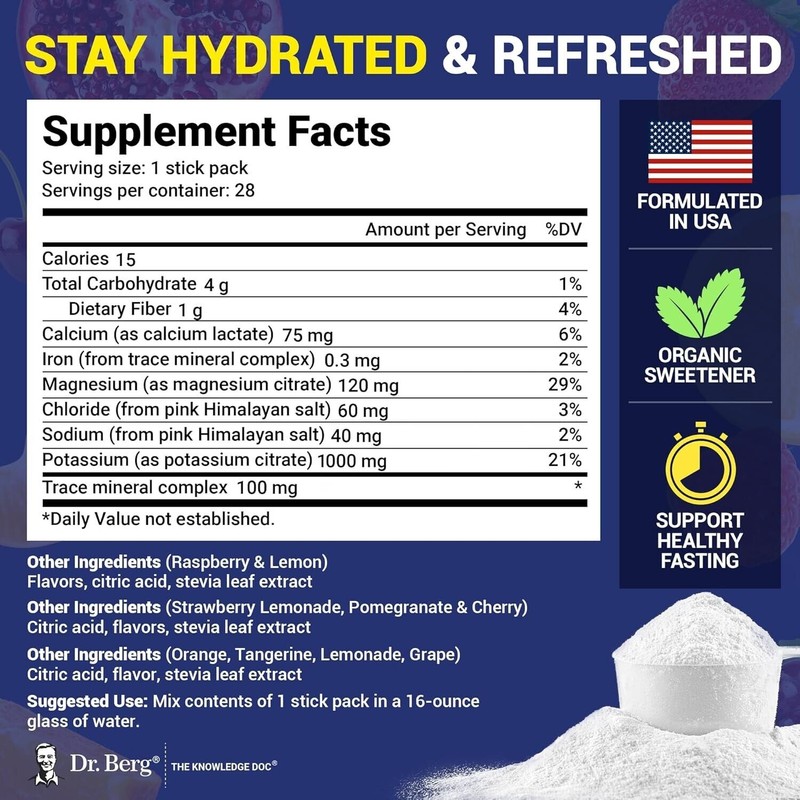 Unbranded Dr. Berg Sugar Free Electrolyte Powder Variety Pack –