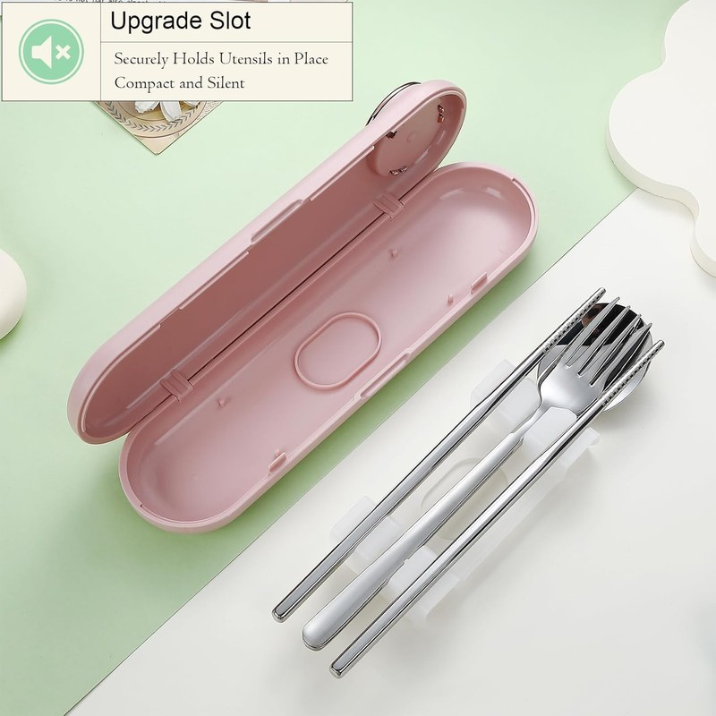 Travel Utensils with Case Cute, Reusable Silverware for Lunch, Portable