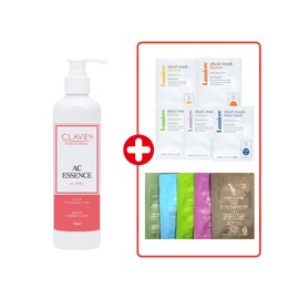 Clave AC Essence 300ml Trouble Acne Sebum Control Soothing + Mask Pack 6 Types Experience 5 Types Mixed Sheet Pack 10 Sheets / 끌라베 AC 에센스300ml 트러블 여드름 피지조절 진정+마스크팩6종체험분5종 혼합시트팩 10매