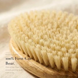 TRENFI Cepillo de pelo ovalado de cerdas de jabalí 100% roble rojo para cabello fino y fino | Scalp Oil Distribution, Hairline Sides Ends, Part Line C