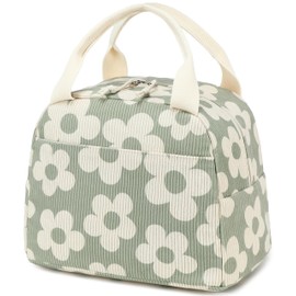 Bluboon - Bolsa de almuerzo para mujeres y hombres, lindas bolsas de almuerzo de pana, reutilizable, aislante, para el trabajo, picnic o viajes