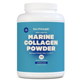 Zen Principle Marine Collagen Peptides Powder 3 lb. Wild-Caught Fish, Non-GMO. Supports Healthy Skin, Hair, Joints, and Bones. Hydrolyzed Type 1 & 3 Protein. Amino Acids, Unflavored, Easy to Mix.