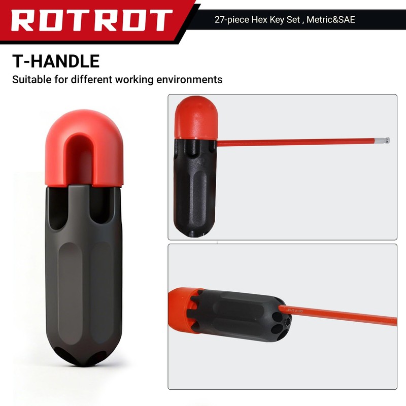 RDTRDT 28-Piece Hex Key Allen Wrench Set, SAE & Metric