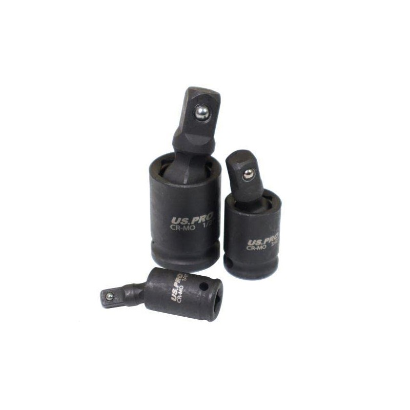 US PRO Tools 3pc Impact Universal Wobble Joint Set 1/4",