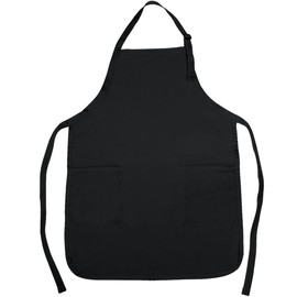 NuFazes Adjustable Bib Apron Spun Poly-Commercial, Restaurant Kitchen 2 Pocket in Black