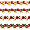 Moños Navideños Mini con Cascabeles 20 Piezas, 4 Estilos Tela