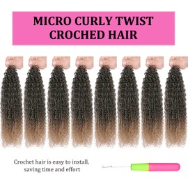 Leeven Pre Looped Micro Kinky Curly 8 Inch 8 Packs Curly Crochet Hair for Women Curls Braiding Hair For Yanky Twist (T27#)