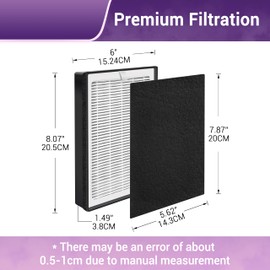 Aneedmore LV-H126 Replacement Filter for LEVOIT LV-H126 Air Purifier. 2 Filter + 6 Activated Carbon Filters. LV-H126-RF