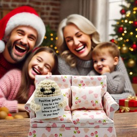 Stitch-Witch Hilarious Gifts, Novelty Crochet Couch Potato, White Elephant Gifts for Men Women (White Potato on Pink Heart Loveseat)