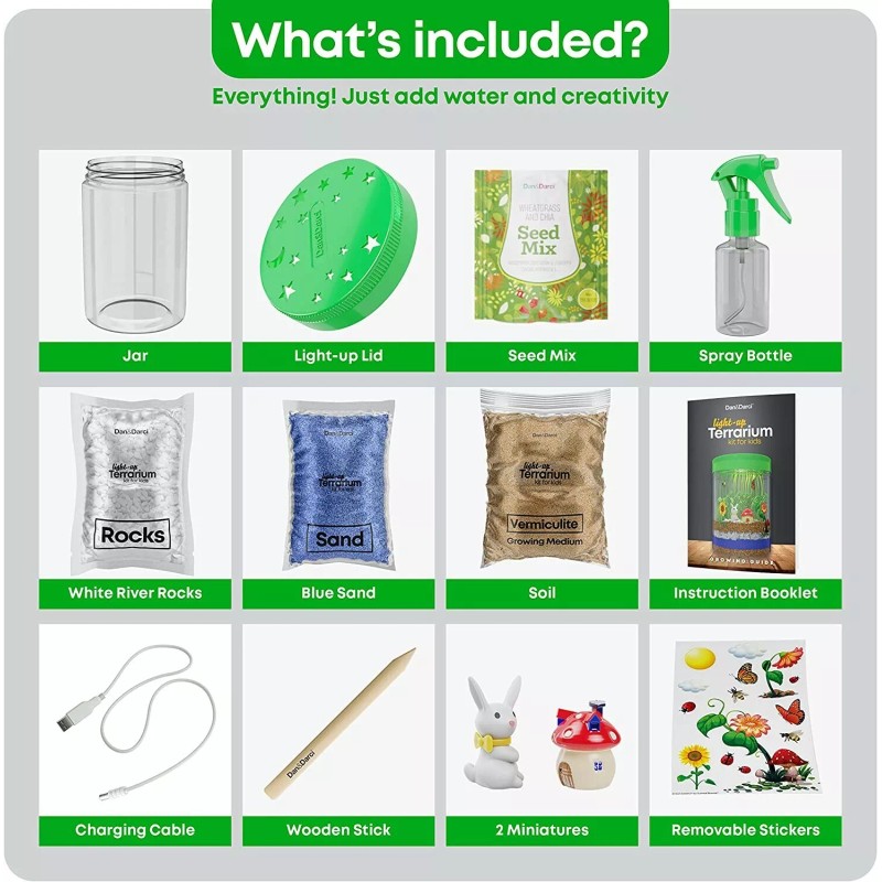 Dan&Darci Light-up Terrarium Kit for Kids with LED Light on
