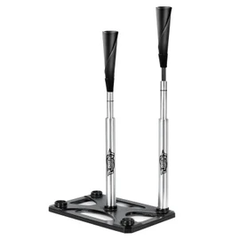 PLAYAPUT 5 Position Batting Tee,Hitting Tee Height Adjustable 24-46 Inch Baseball Tee with 2 Rubber Top,Aluminum Pole,Metal Base Softball Tee for All Players Practice Inside, Middle,Outside
