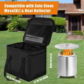 12'' Fire Pit Bag for Solo Stove Mesa XL & Accessories, Carry Bag for Solo Stove Mesa XL & Heat Deflector, Portable Fire Pit Storage Case for Travel & Camping,3-Layer 600D Oxford Cloth,Waterproof