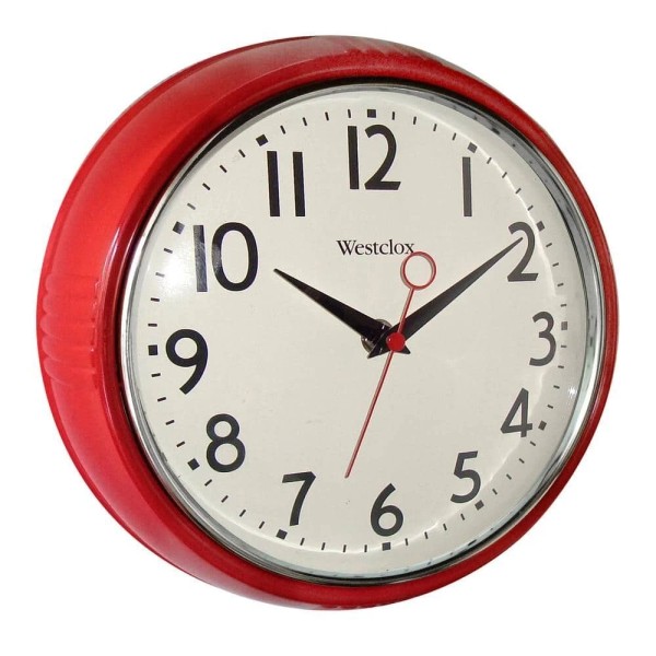 Branded 9.5 In. Red Retro Wall Clock | Westclox Kitchen