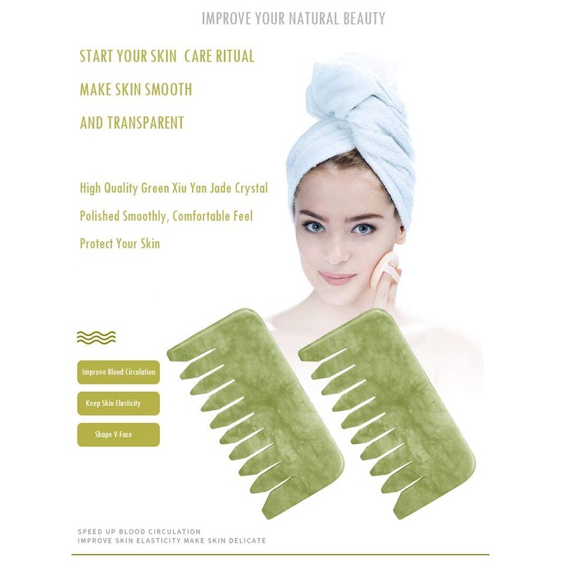 Multipurpose Jade Green Handmade Massage Comb Full Relaxing Massage Scalp