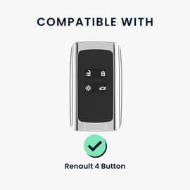 kwmobile Key Case Compatible with Renault 4 Button Car Key Smart Key (only Keyless Go) Cover - TPU and PU Leather Car Fob Cover - Light Blue/Gold