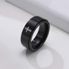 Spinner Cross Rings for Men, Silver/Black Anxiety Fidget Rings Men,