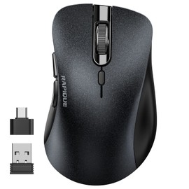 RAPIQUE Wireless Mouse, 2.4G Silent Computer Mice with USB Receiver & Type-C Adapter, Portable Mobile Optical Cordless Mouse for Laptop, PC, Desktop, MacBook, 3 DPI Adjustment Levels (Black)
