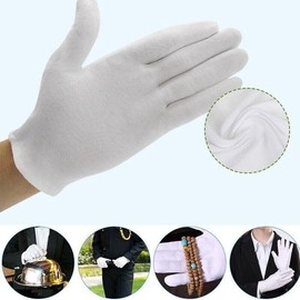 6 Pairs Handling Work Hands Protector Soft Costume Jewellery Cotton White Gloves, Available in S/M/L/XL, Unisex Design