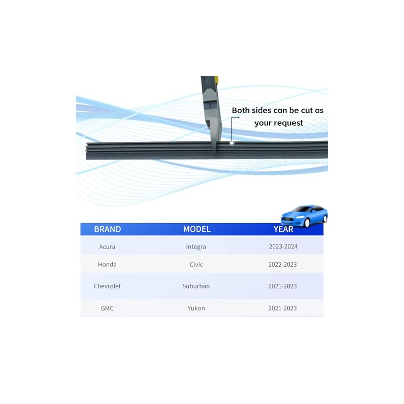ASLAM Wiper Blade Refills 6mm for Frameless Windshield Wipers 24",Cut