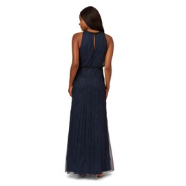Adrianna Papell Women's Beaded Blouson Gown, Navy Black
