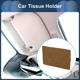 INFINAUTO Car Tissue Holder, Auto Sun Visor Napkin Holder, Car Armrest Tissue Holder, Brown Suede Backseat Tissue Case Tissues Box Cover
