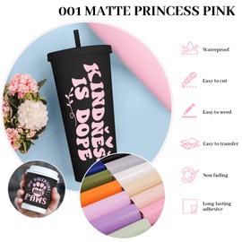 GIRAFVINYL 001 Vinyl, Pink Permanent Vinyl Roll 12" X 8ft Waterproof - Fade-Proof Matte Adhesive Craft Vinyl for DIY Home Decor,Create Signs (Matte Princess Pink)