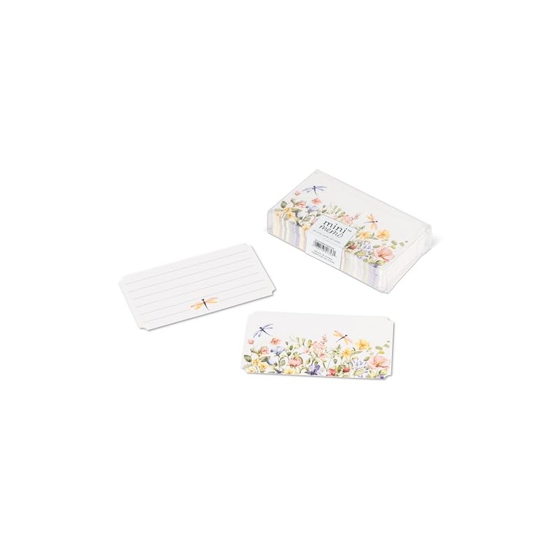 Abbott Collection Floral & Dragonfly Mini Double-Sided Note Cards. 50