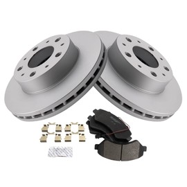 TRQ Front Brake Pad & Rotor Kit Brake Pads Brake Rotor Semi-Metallic Premium G-Coated Compatible with 2014-2021 Ram ProMaster 1500 ProMaster 2500 ProMaster 3500