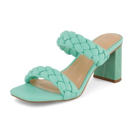 Dunes + CUSHIONAIRE Technology Women's Iris braided Heel Sandal +Memory Foam and Wide Widths Available, Aqua 11