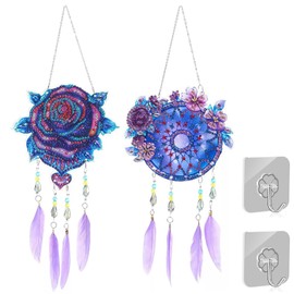 Xiciki 5D Diamond Painting Dream Catcher Craft Set, DIY Craft Set, Dream Catcher for Creative Projects in Winter, Ideal for Friends and Family Crafts, Perfect for Garden and Wall Decor