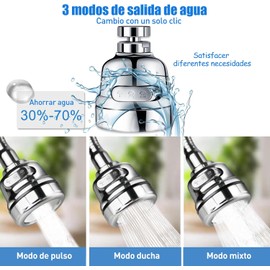 2 Piezas Regadera para Fregadero de Cocina, Aireador de Grifo 360°Giratorio