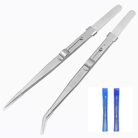MIUPOO Adjustable Slide Lock Nail Art Tweezers,Nail Rhinestone Stickers Jewel Gem Craft Tweezers,Precision Slide Locking Antistatic Tweezers Set,2 Pieces